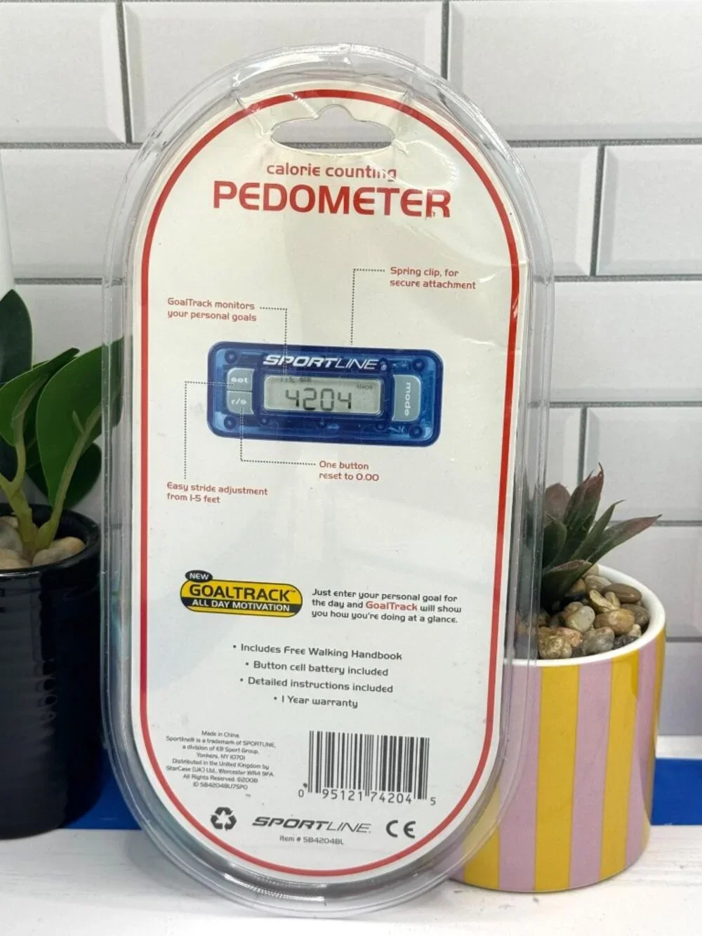 Sportline Calorie Counting Pedometer With GoalTrack & Security Leash Included